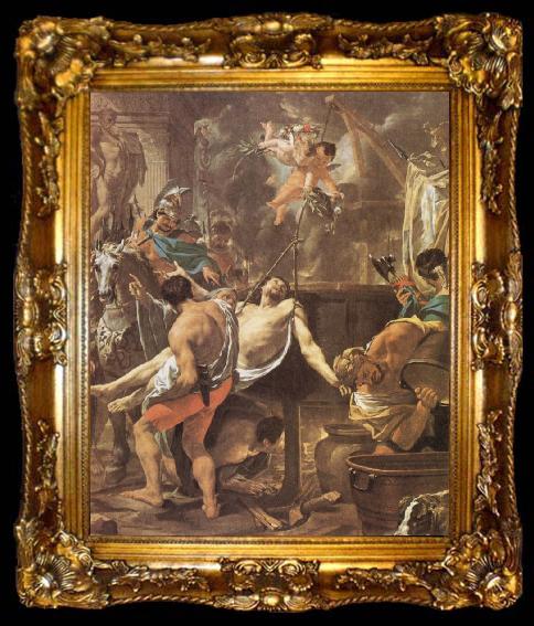 framed  Brun, Charles Le The Martyrdom of St John the Evangelisth at the Porta Latina, ta009-2